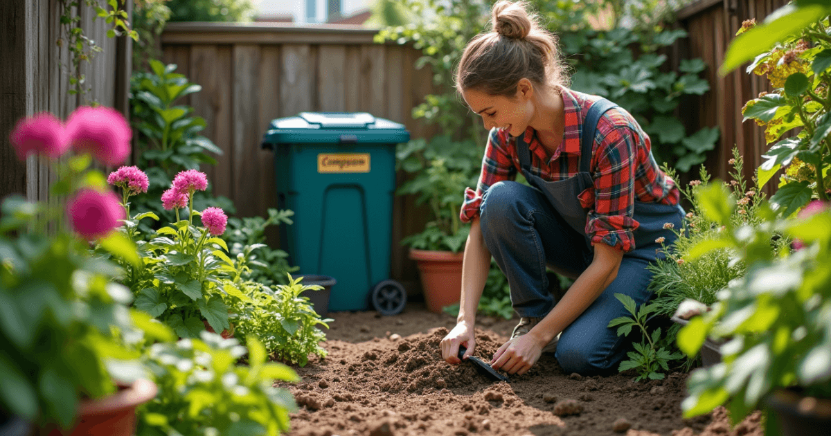 Compost in home garden using natural kitchen and yard waste