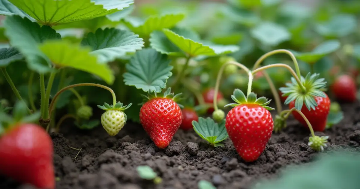 How to grow strawberries using Gardening From Home methods, featuring ripe berries in a thriving garden.